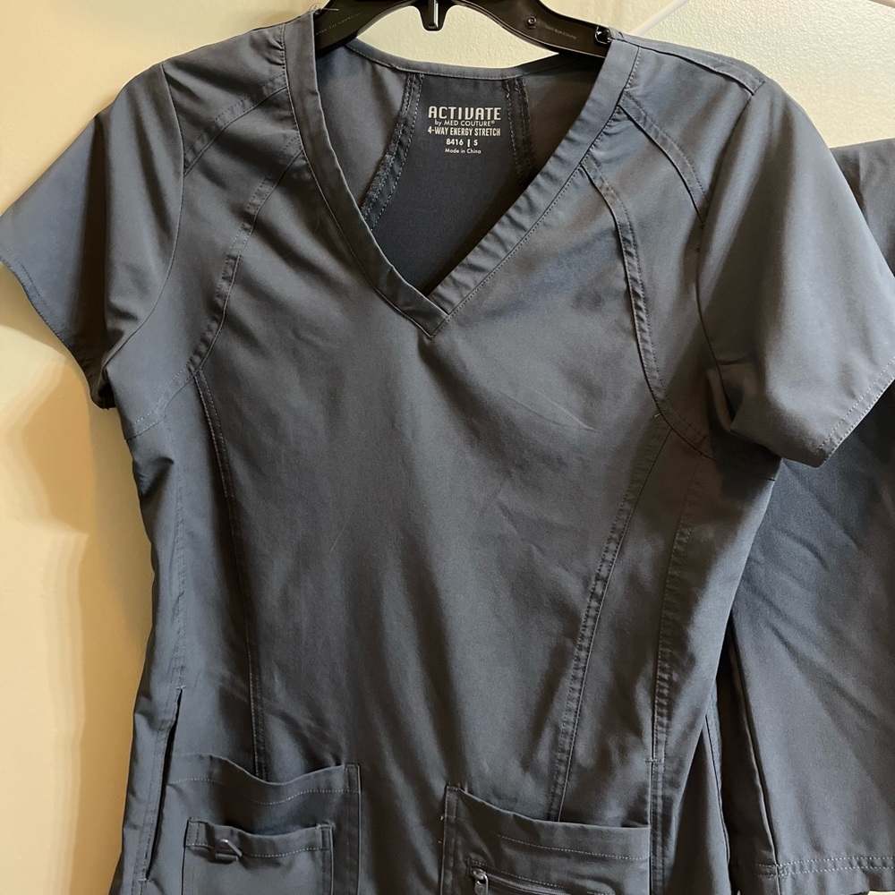 Activate By Med Couture Scrubs Pewter Gray Size Small